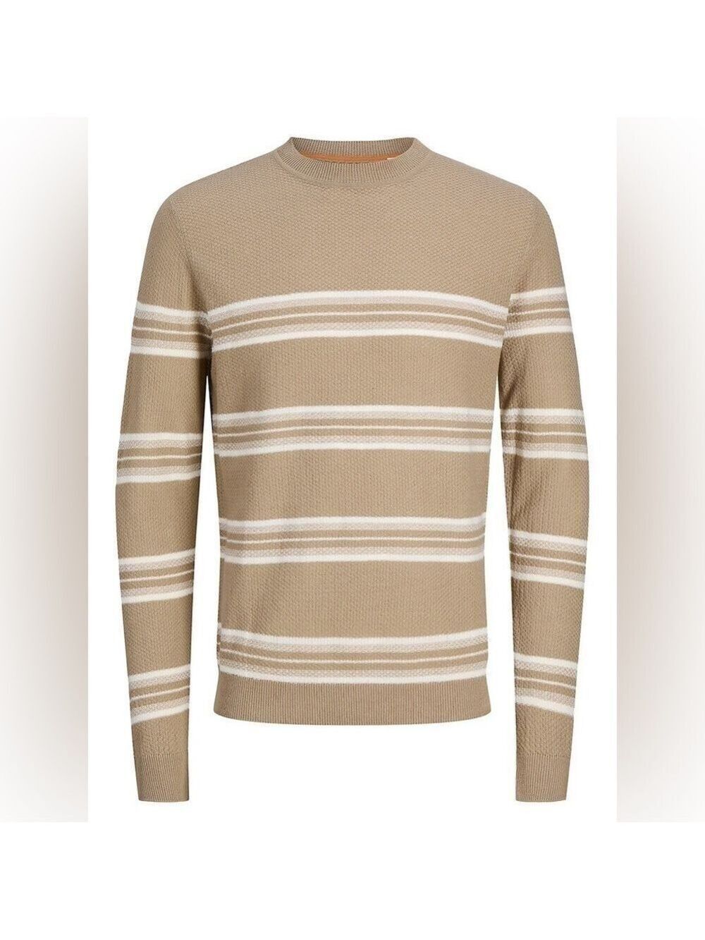 Produkt Dean Striped Crewneck Knit Tan & White Sweater